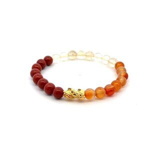 18K Gold Dragon Pixiu Piyao Lucky Charm Bracelet Zodiac Signs Aries Gemstones 6m